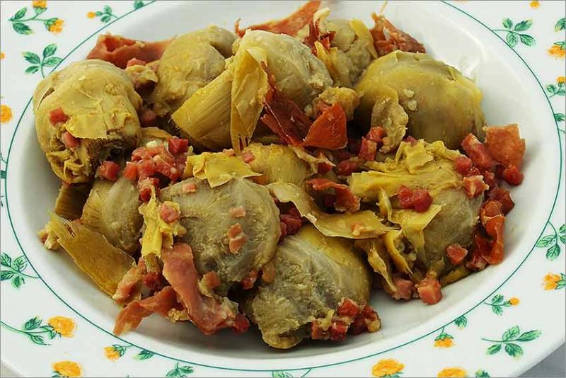 Alcachofas con jamón - sin jamón